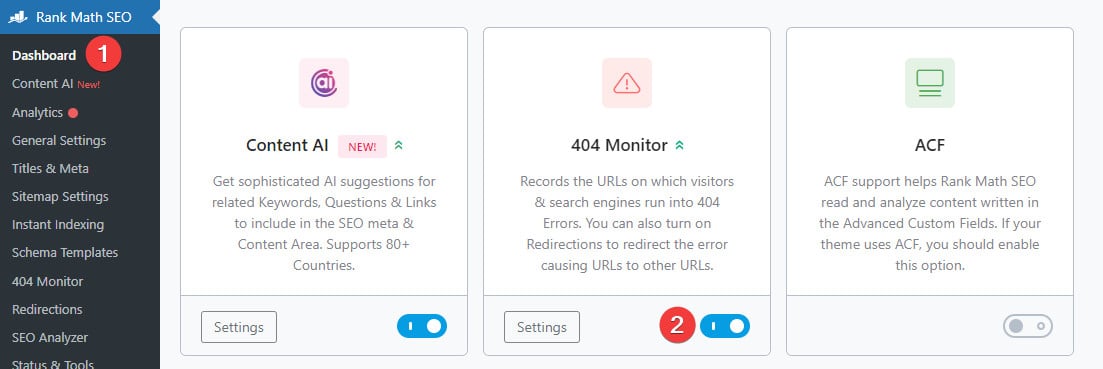 rank math 404 monitor