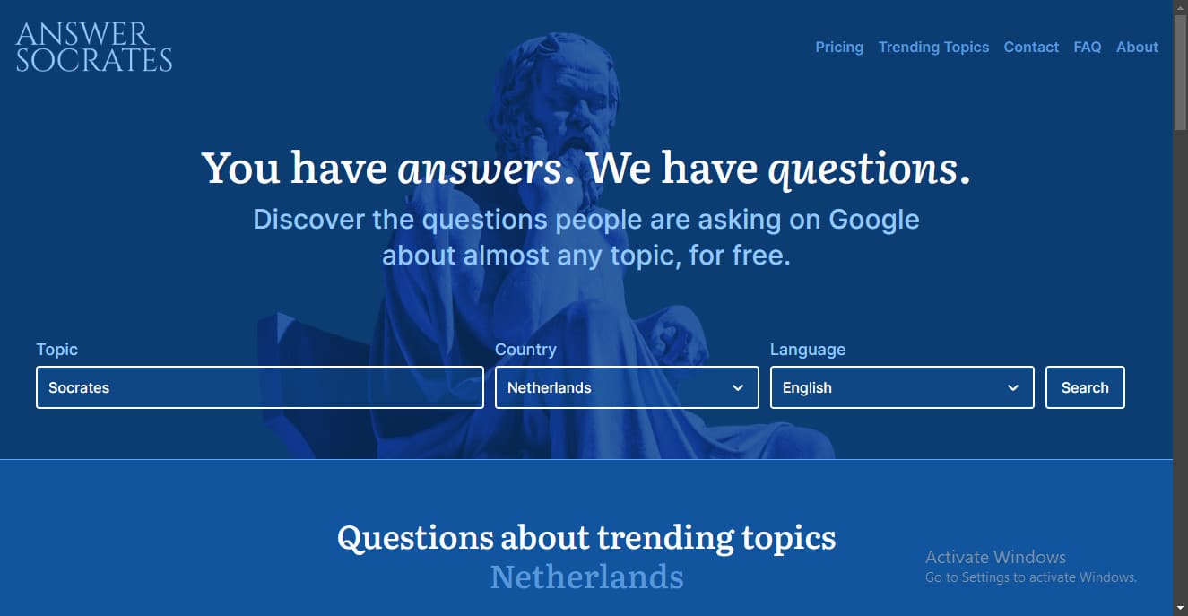 Answer Socrates homepage