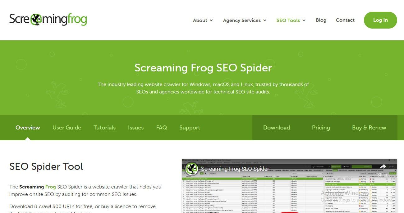 Screaming Frog's homepage