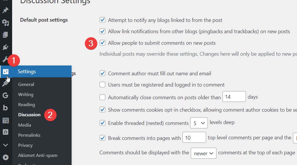 Allow comments on WordPress blog post