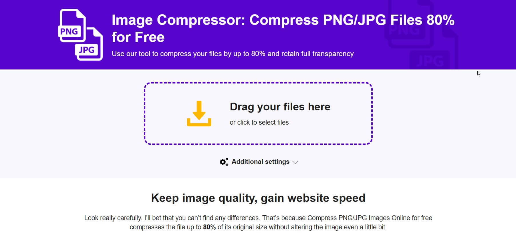 Website planet's image compressor tool