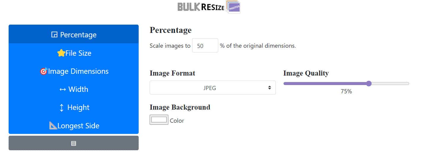 Bulkresizephotos setting