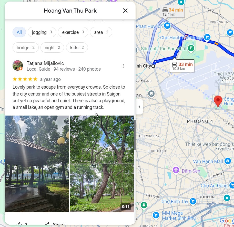 Google map reviews example