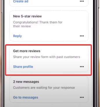 Get more reviews tab on google business profile